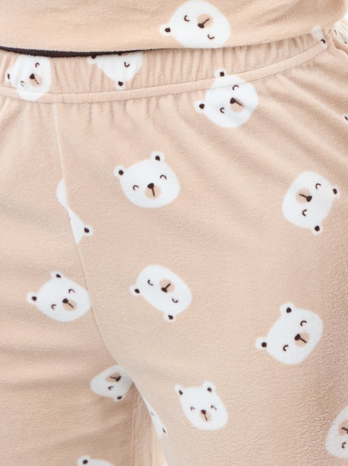 Pigiama lungo in pile, maglietta + pantaloni - 2 pezzi - Kiabi