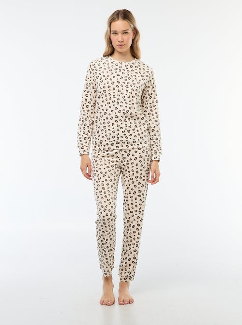Pigiama lungo in pile, maglietta + pantaloni - 2 pezzi - Kiabi