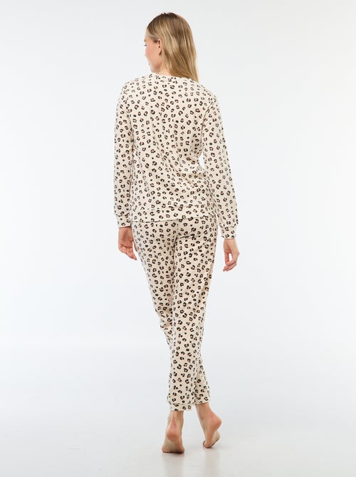 Pigiama lungo in pile, maglietta + pantaloni - 2 pezzi - Kiabi