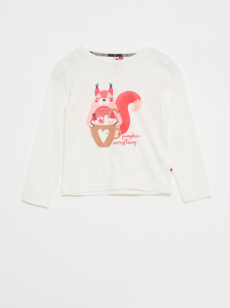 Pigiama lungo in popeline - 2 pezzi Bianco - Kiabi