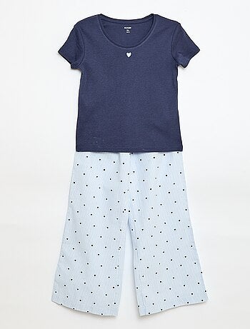 Pigiama lungo in popeline - 2 pezzi