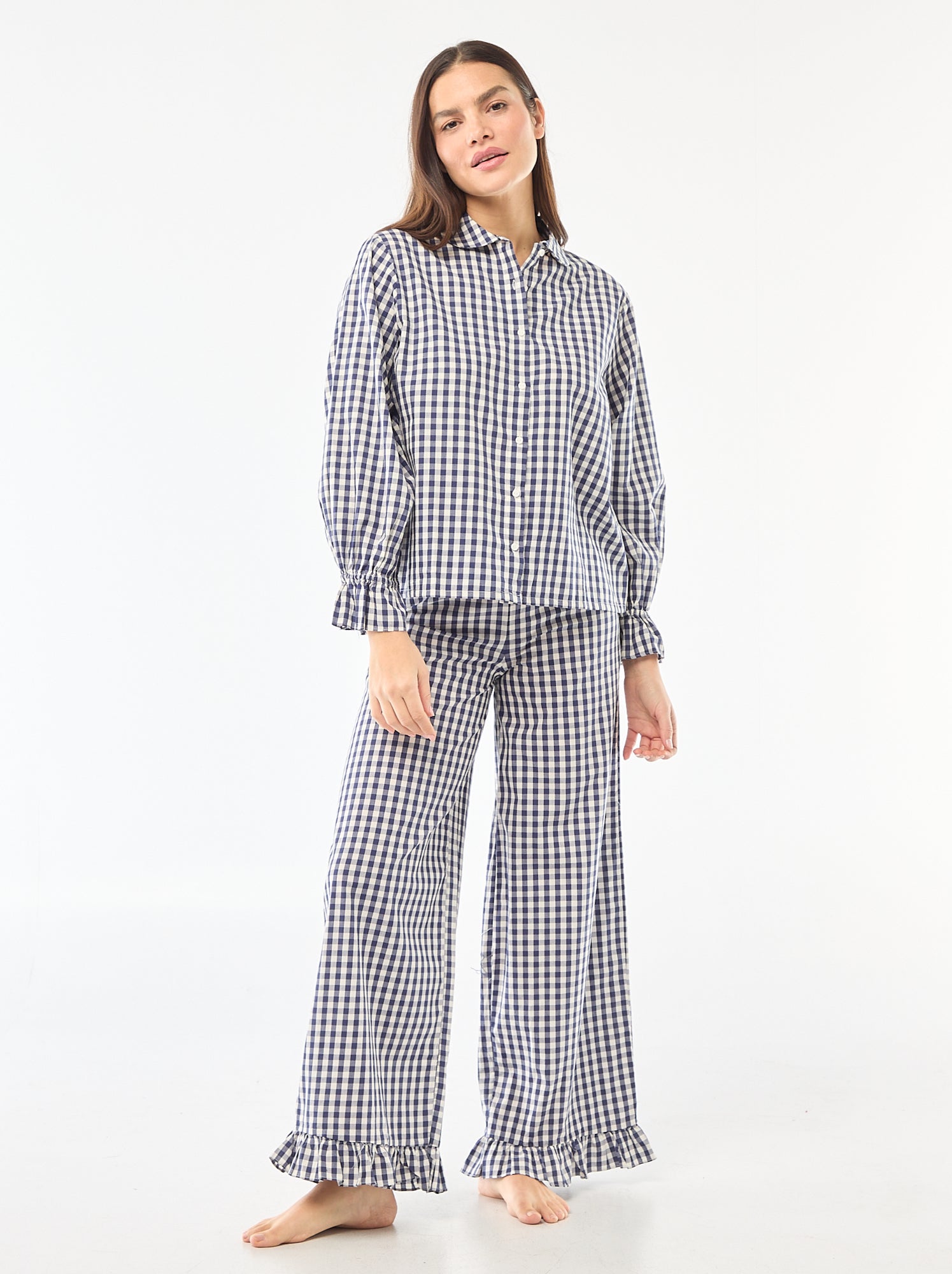 Pigiama lungo in popeline - 2 pezzi