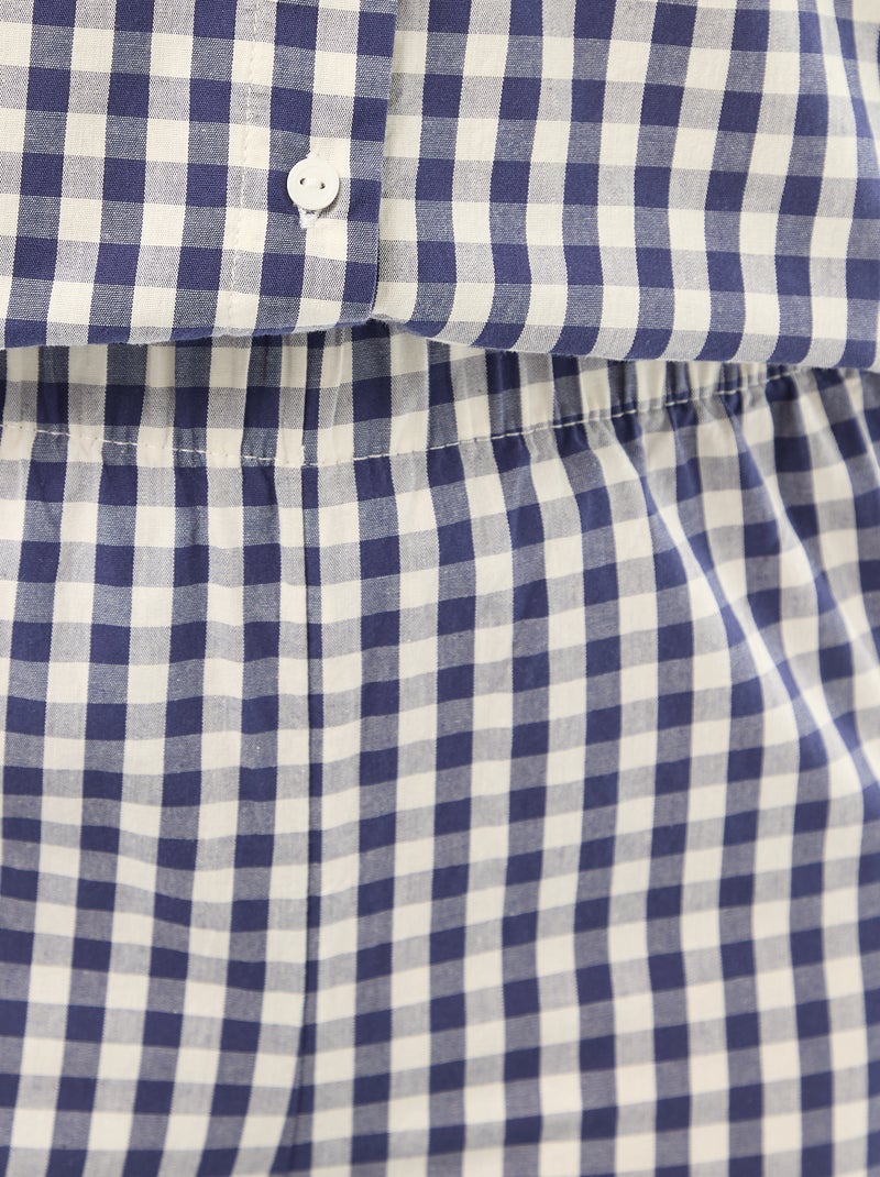 Pigiama lungo in popeline - 2 pezzi Blu - Kiabi