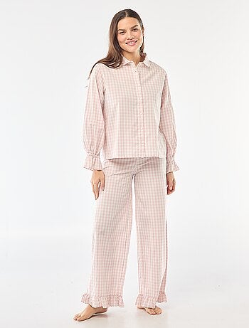 Pigiama lungo in popeline - 2 pezzi