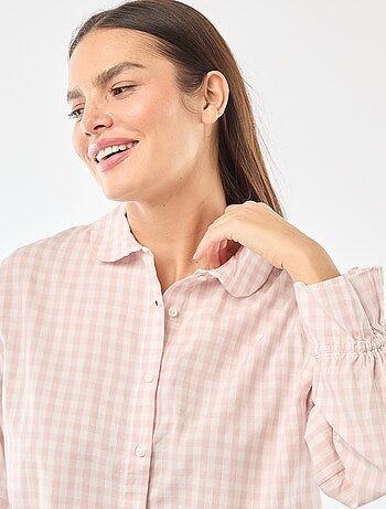 Pigiama lungo in popeline - 2 pezzi