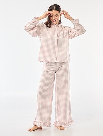 Pigiama lungo in popeline - 2 pezzi