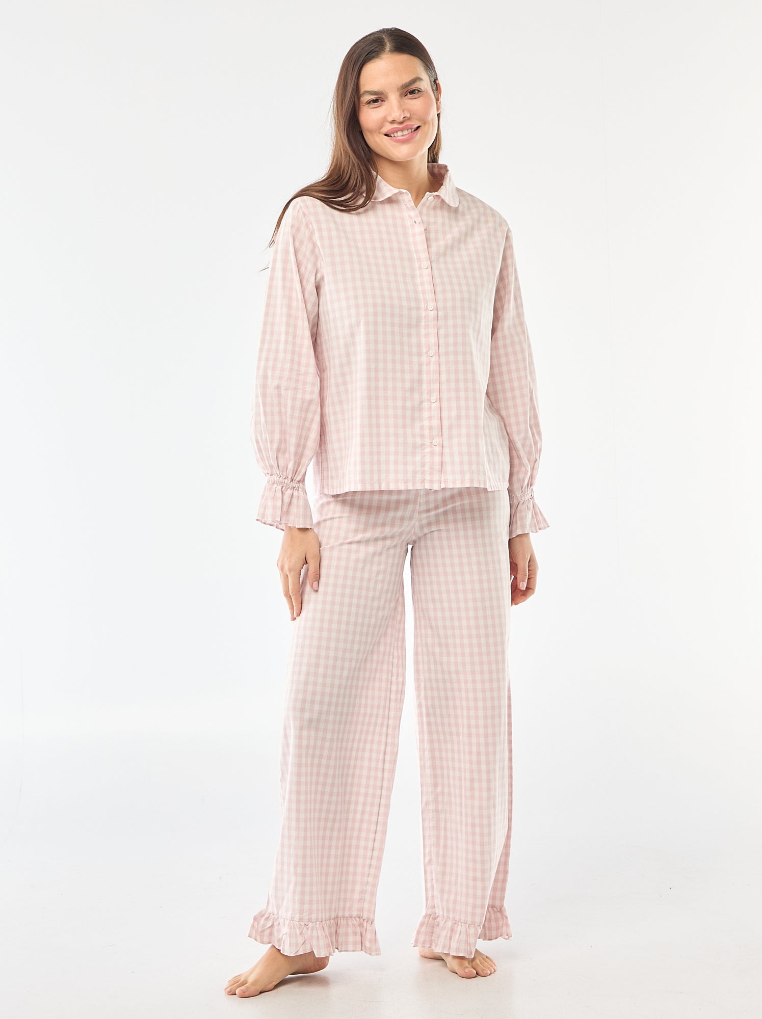 Pigiama lungo in popeline - 2 pezzi