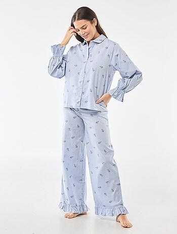 Pigiama lungo in popeline - 2 pezzi