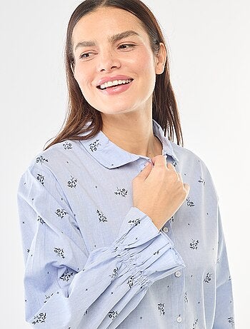 Pigiama lungo in popeline - 2 pezzi