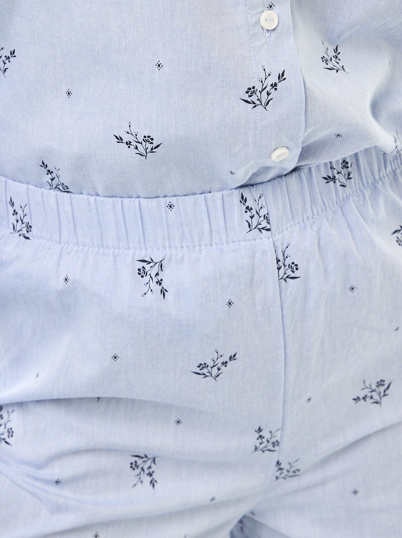 Pigiama lungo in popeline - 2 pezzi Viola - Kiabi