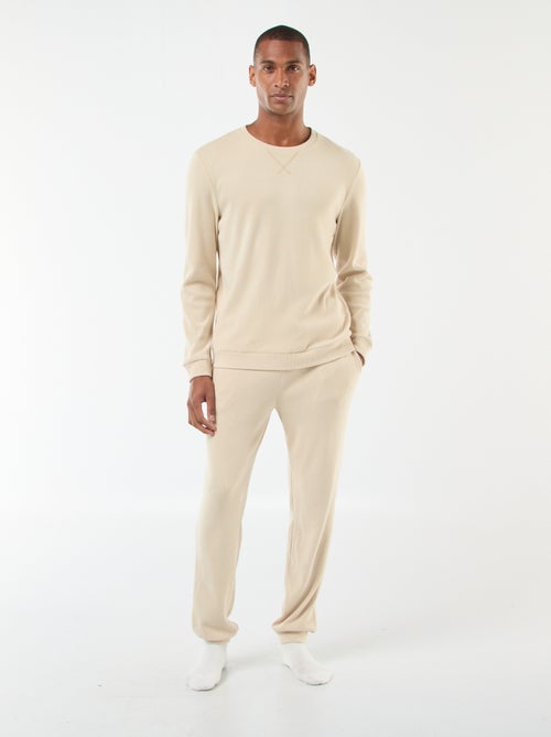 Pigiama lungo in tessuto goffrato morbido - 2 pezzi - Kiabi