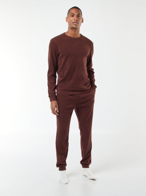 Pigiama lungo in tessuto goffrato morbido - 2 pezzi - Kiabi