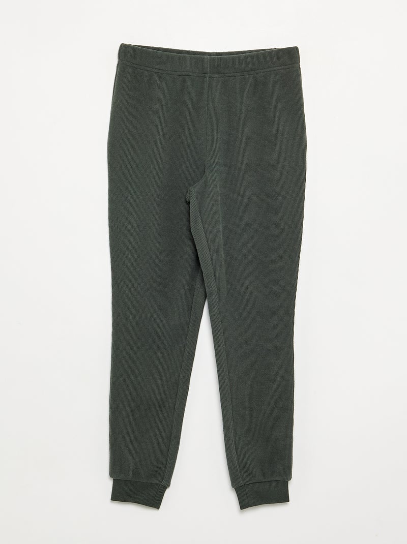 Pigiama lungo in tessuto waffle - 2 pezzi Verde - Kiabi