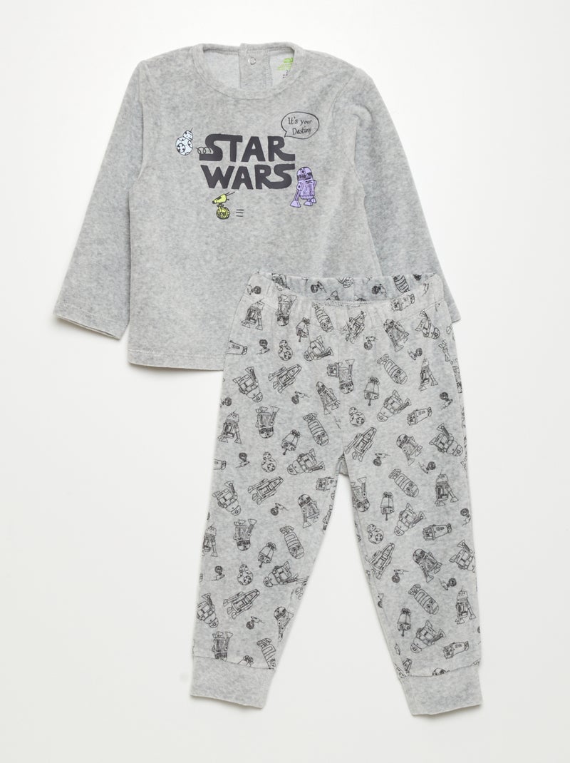 Pigiama lungo in velluto - Stampa 'Star Wars' - 2 pezzi GRIGIO - Kiabi