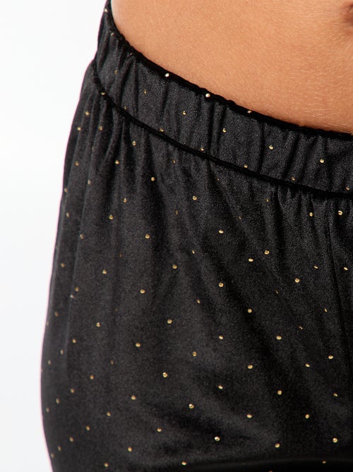 Pigiama lungo in velluto con motivo a pois dorati - 2 pezzi - Kiabi