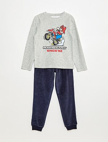 Pigiama lungo in velluto 'Mario Kart' t-shirt + pantaloni - 2 pezzi