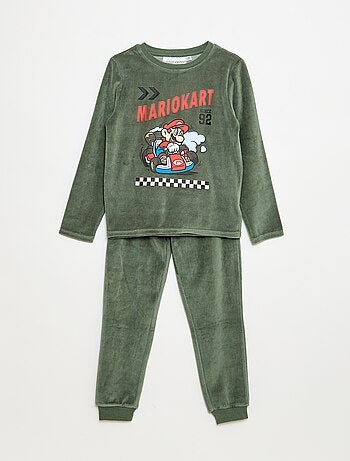Pigiama lungo in velluto 'Mario Kart' t-shirt + pantaloni - 2 pezzi