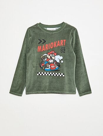 Pigiama lungo in velluto 'Mario Kart' t-shirt + pantaloni - 2 pezzi