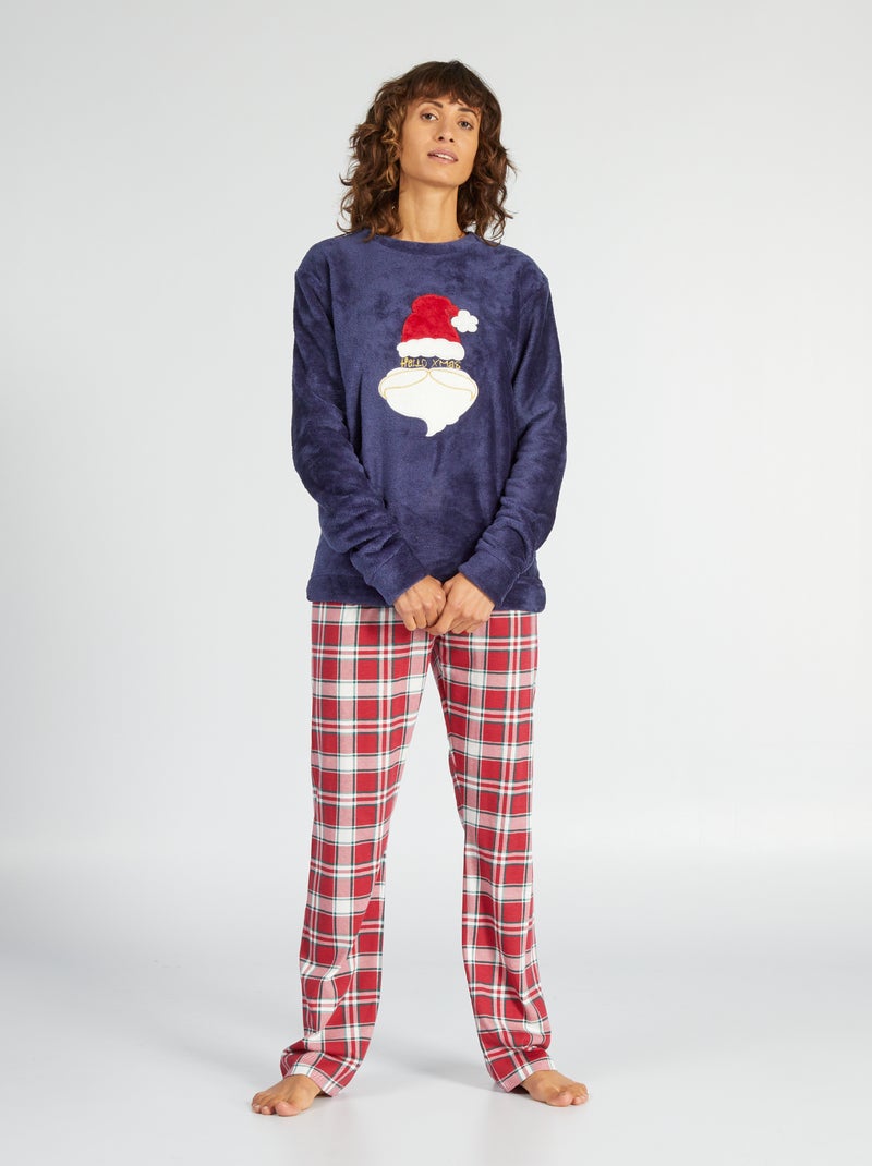 Pigiama lungo in velluto Natale - 2 pezzi BLU - Kiabi