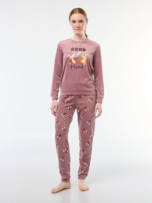 Pigiama lungo in velluto 'Tic Tac' 'Disney' - 2 pezzi - Kiabi