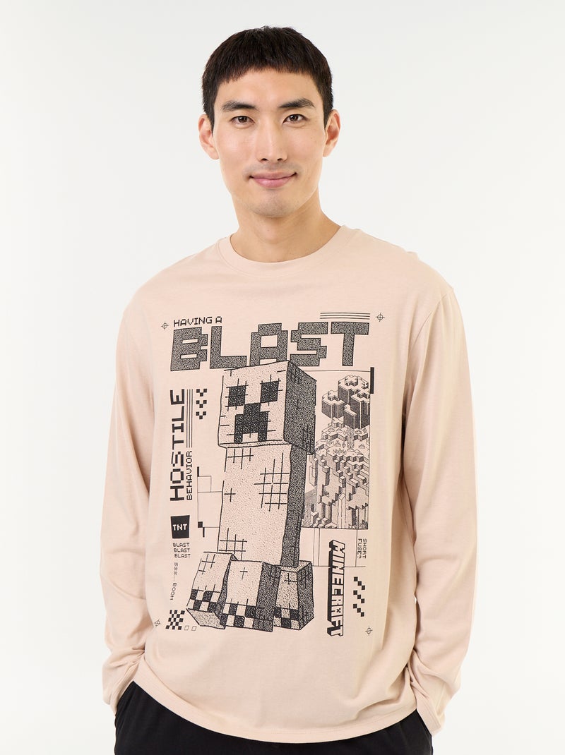 Pigiama lungo \'Minecraft\' - 2 pezzi Beige - Kiabi