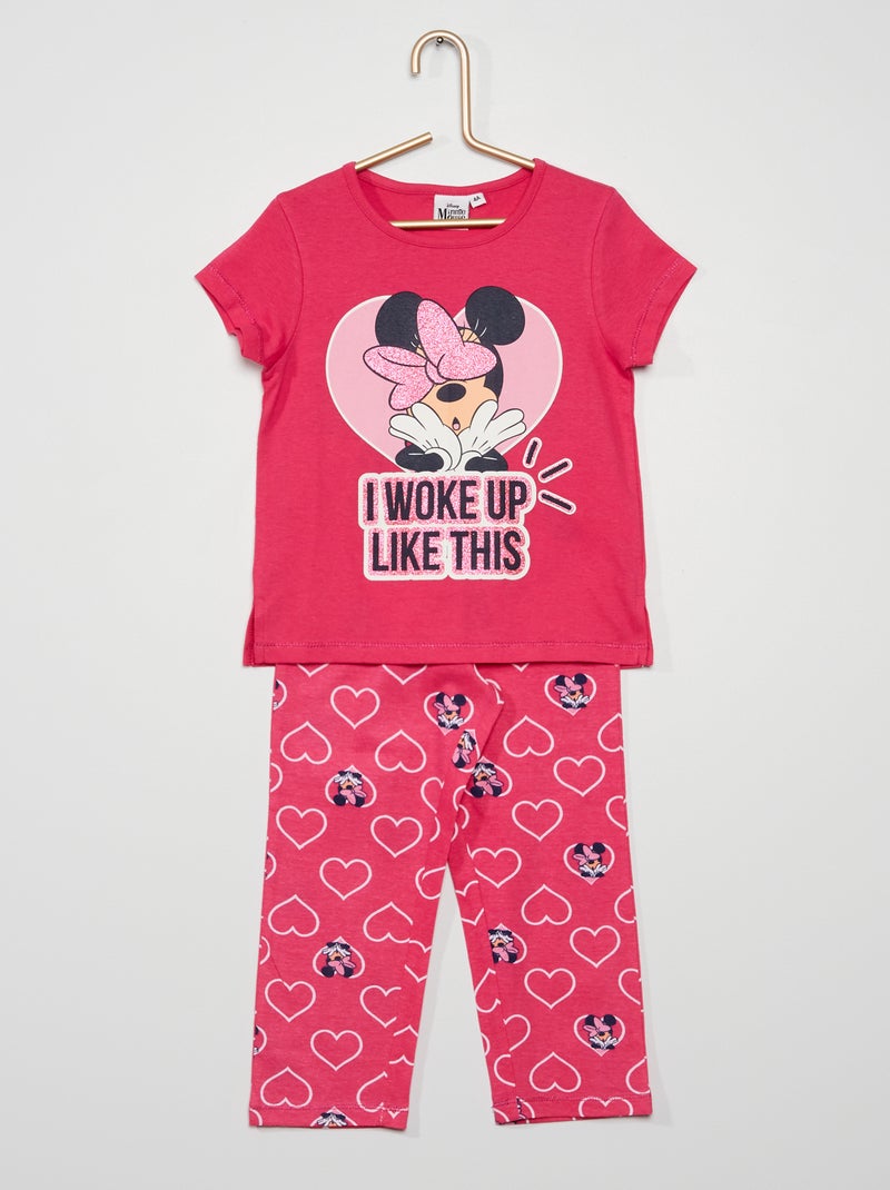 Pigiama lungo 'Minnie' 2 pezzi in cotone rosa - Kiabi