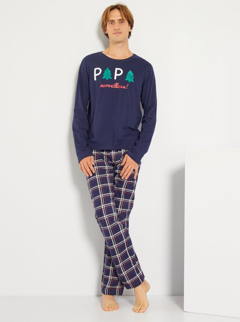 Pigiama lungo 'Natale' - 2 pezzi blu marine - Kiabi
