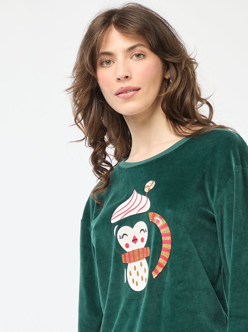 Pigiama lungo natalizio - 2 pezzi Verde - Kiabi