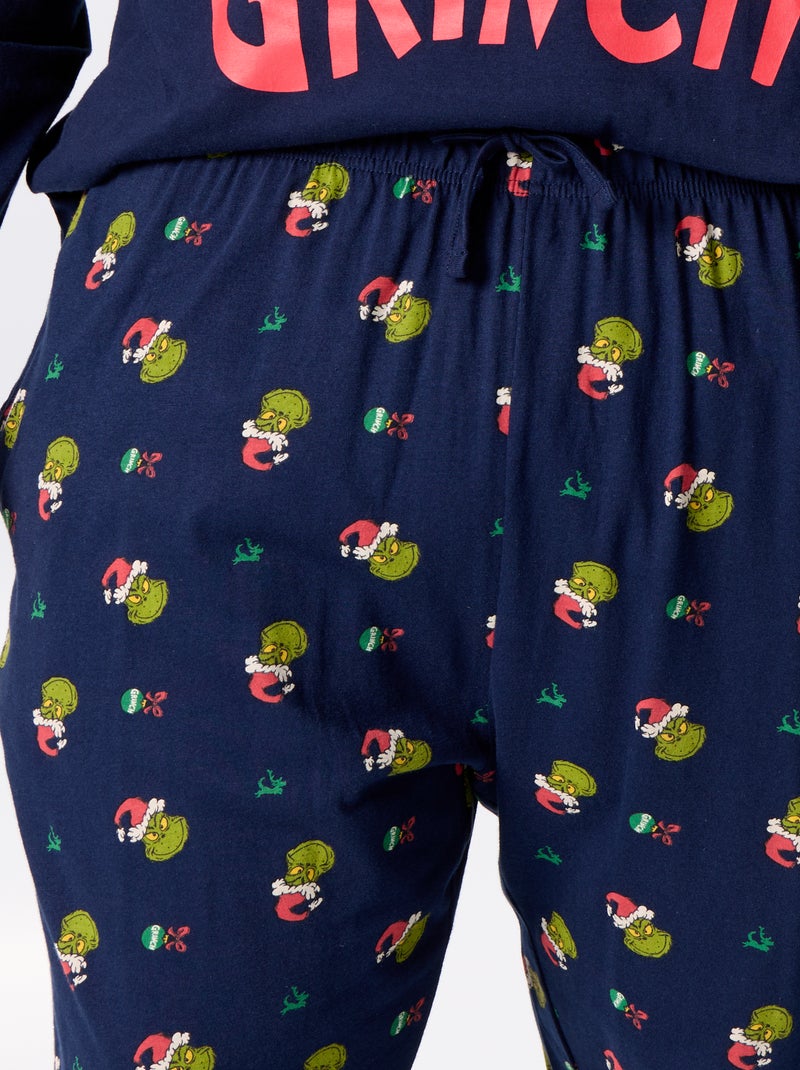 Pigiama lungo natalizio - stampa "Grinch" - 2 pezzi Blu - Kiabi