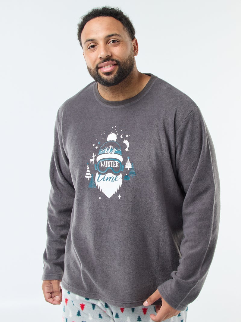 Pigiama lungo natalizio stampato - Set 2 pezzi Grigio - Kiabi