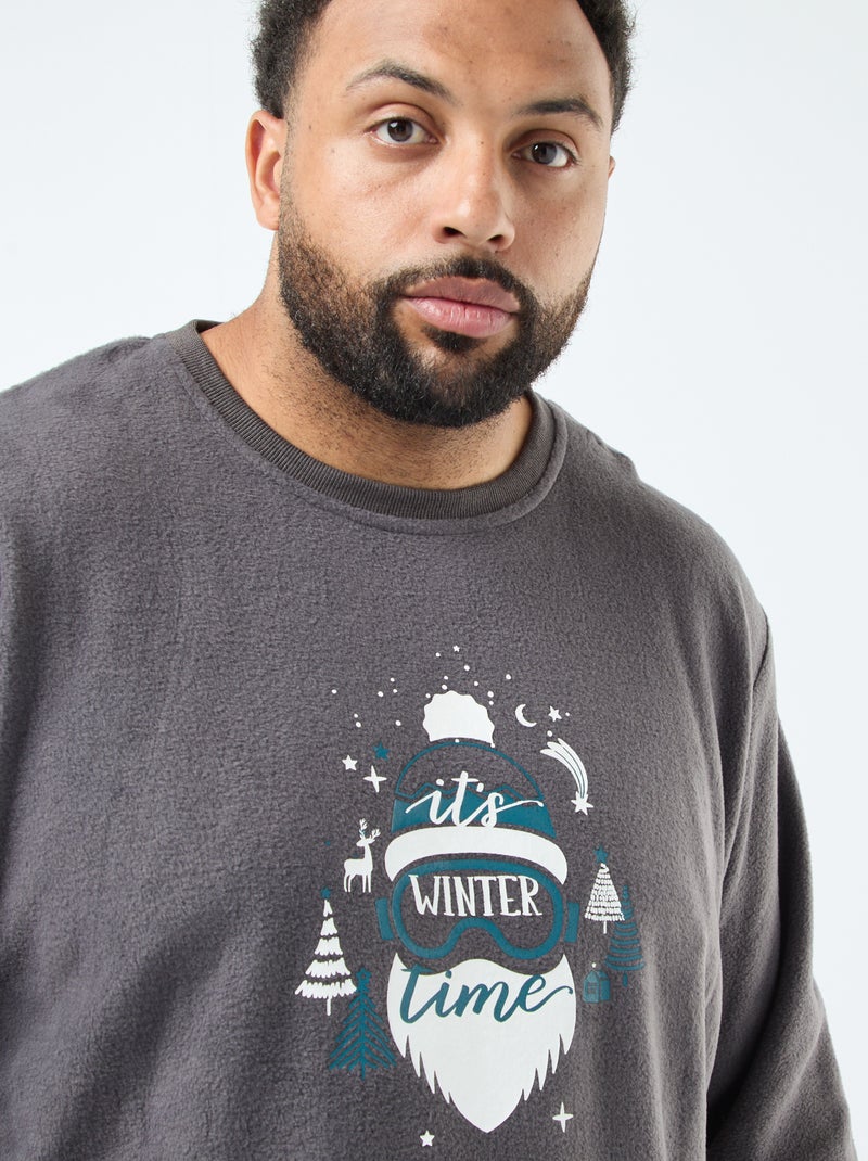 Pigiama lungo natalizio stampato - Set 2 pezzi Grigio - Kiabi