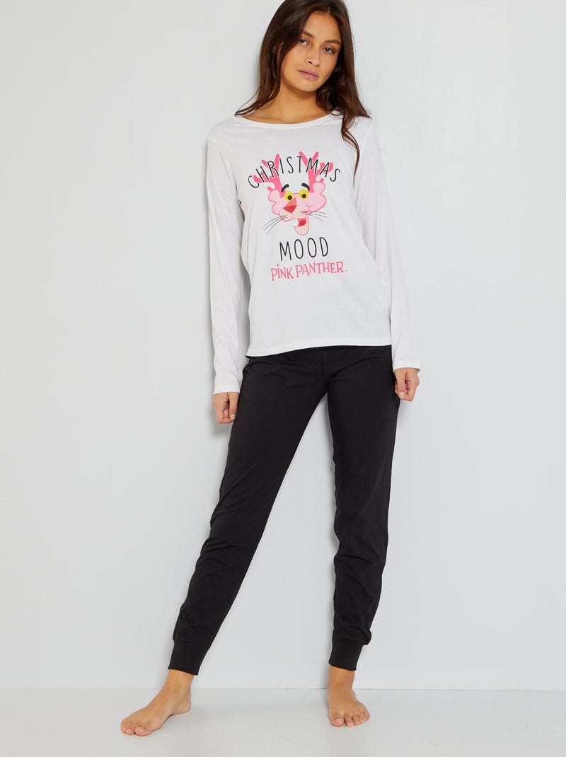 Pigiama lungo 'Pantera rosa' - 2 pezzi bianco/nero - Kiabi