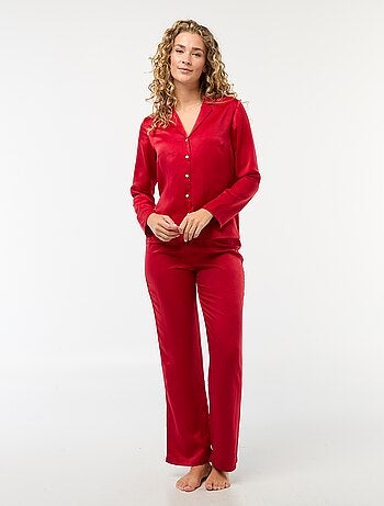 Pigiama lungo satin chemisier + pantaloni - 2 pezzi