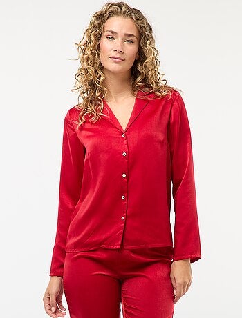 Pigiama lungo satin chemisier + pantaloni - 2 pezzi