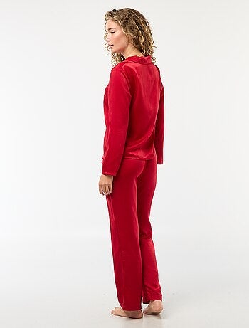 Pigiama lungo satin chemisier + pantaloni - 2 pezzi