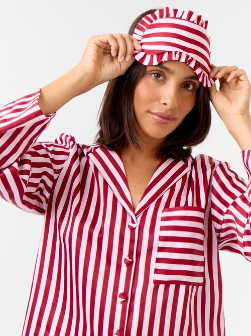 Pigiama lungo satinato camicia + pantaloni - 2 pezzi - Kiabi Pigiama lungo satinato camicia + pantaloni - 2 pezzi - Kiabi