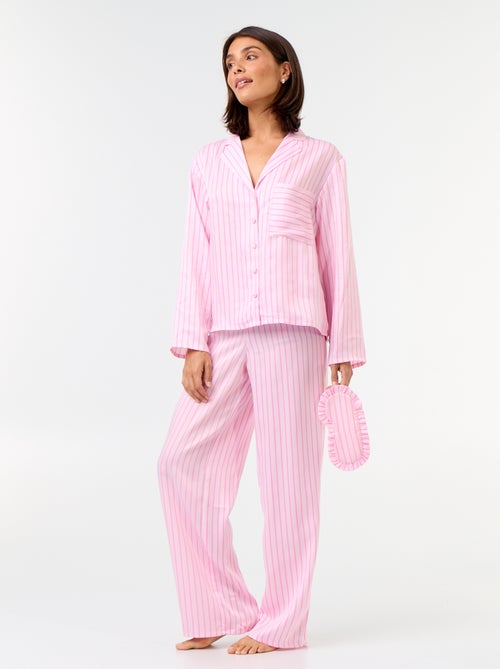 Pigiama lungo satinato camicia + pantaloni - 2 pezzi - Kiabi Pigiama lungo satinato camicia + pantaloni - 2 pezzi - Kiabi