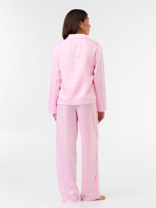 Pigiama lungo satinato camicia + pantaloni - 2 pezzi - Kiabi Pigiama lungo satinato camicia + pantaloni - 2 pezzi - Kiabi