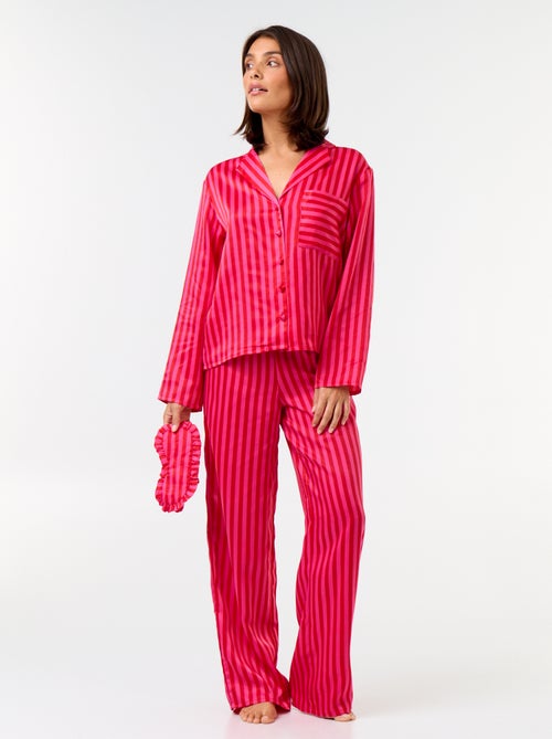 Pigiama lungo satinato camicia + pantaloni - 2 pezzi - Kiabi Pigiama lungo satinato camicia + pantaloni - 2 pezzi - Kiabi