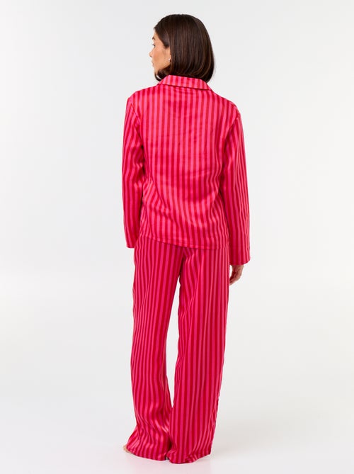 Pigiama lungo satinato camicia + pantaloni - 2 pezzi - Kiabi Pigiama lungo satinato camicia + pantaloni - 2 pezzi - Kiabi