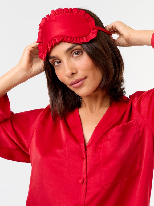 Pigiama lungo satinato camicia + pantaloni - 2 pezzi - Kiabi