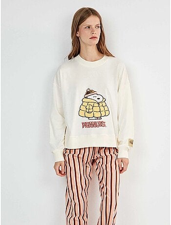 Pigiama lungo snoopy con pantaloni a righe