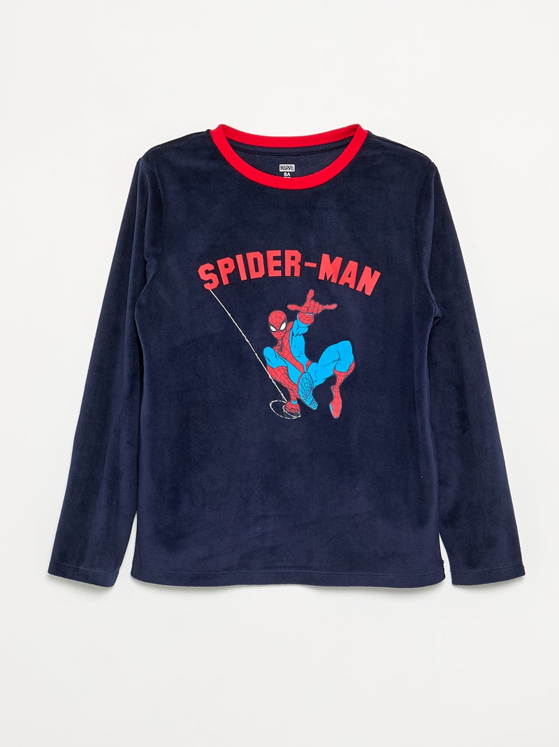 Pigiama lungo 'Spiderman' in pile - 2 pezzi Blu - Kiabi