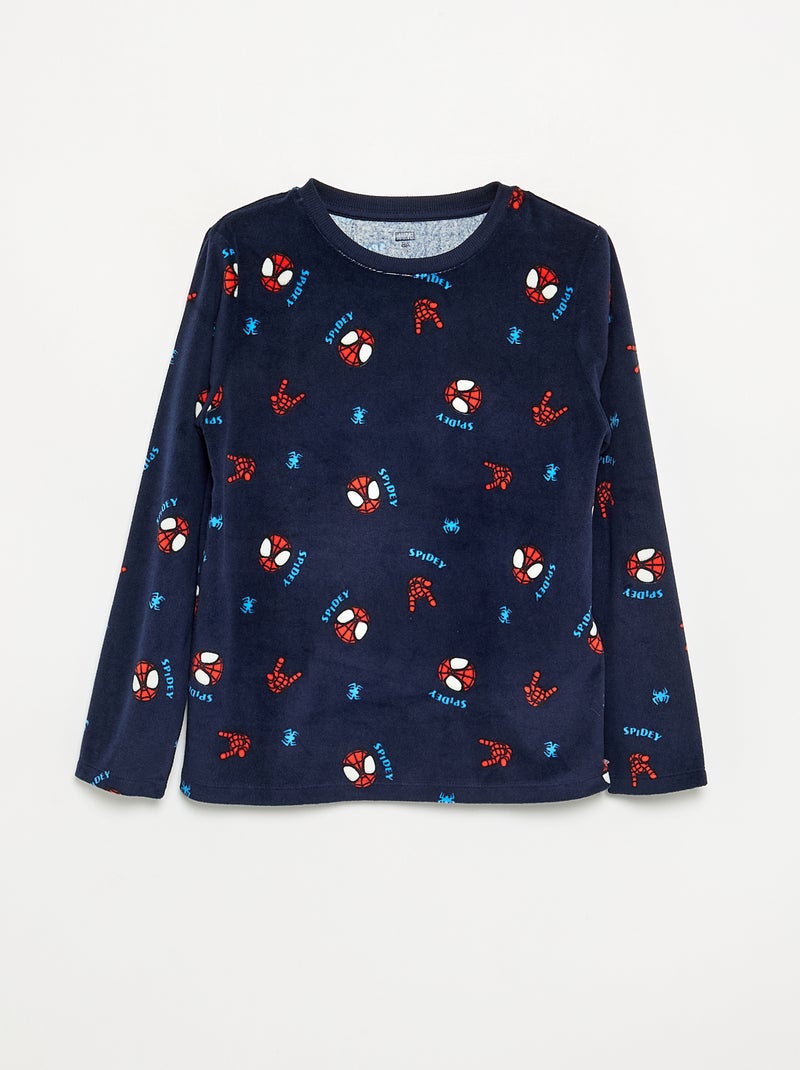 Pigiama lungo 'Spiderman' in pile - 2 pezzi Blu - Kiabi