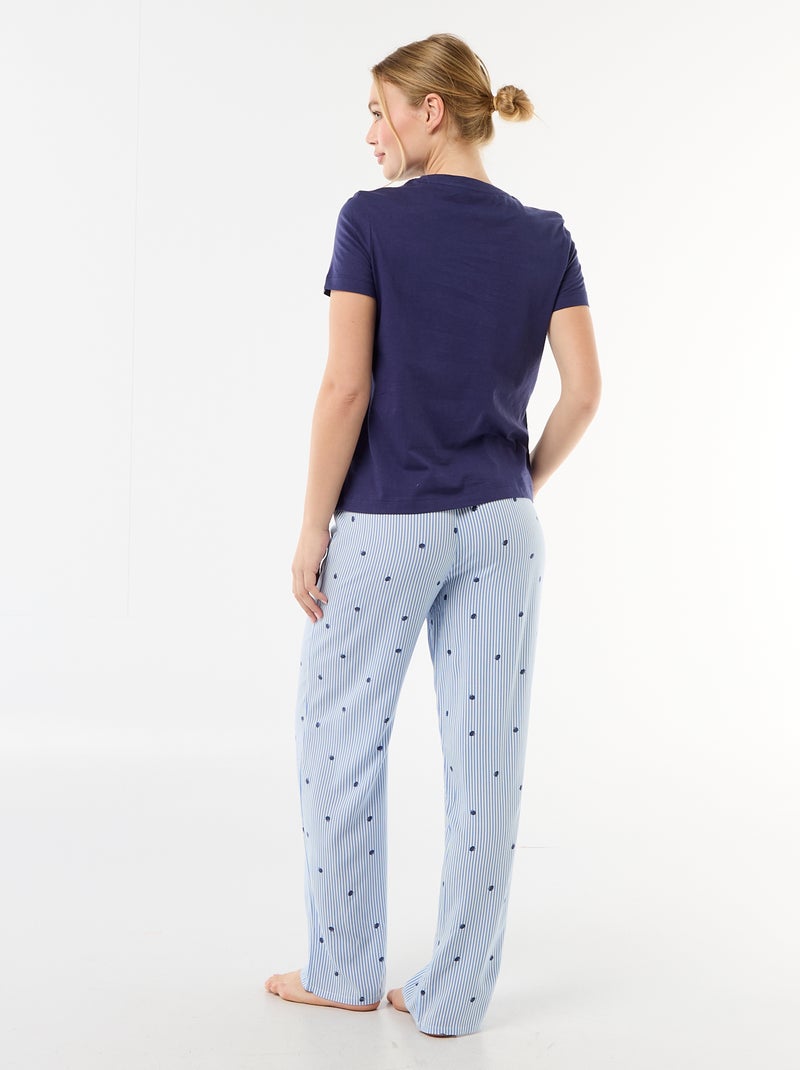 Pigiama lungo stampato - 2 pezzi Blu - Kiabi