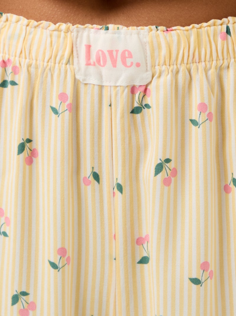 Pigiama lungo stampato - 2 pezzi Giallo - Kiabi