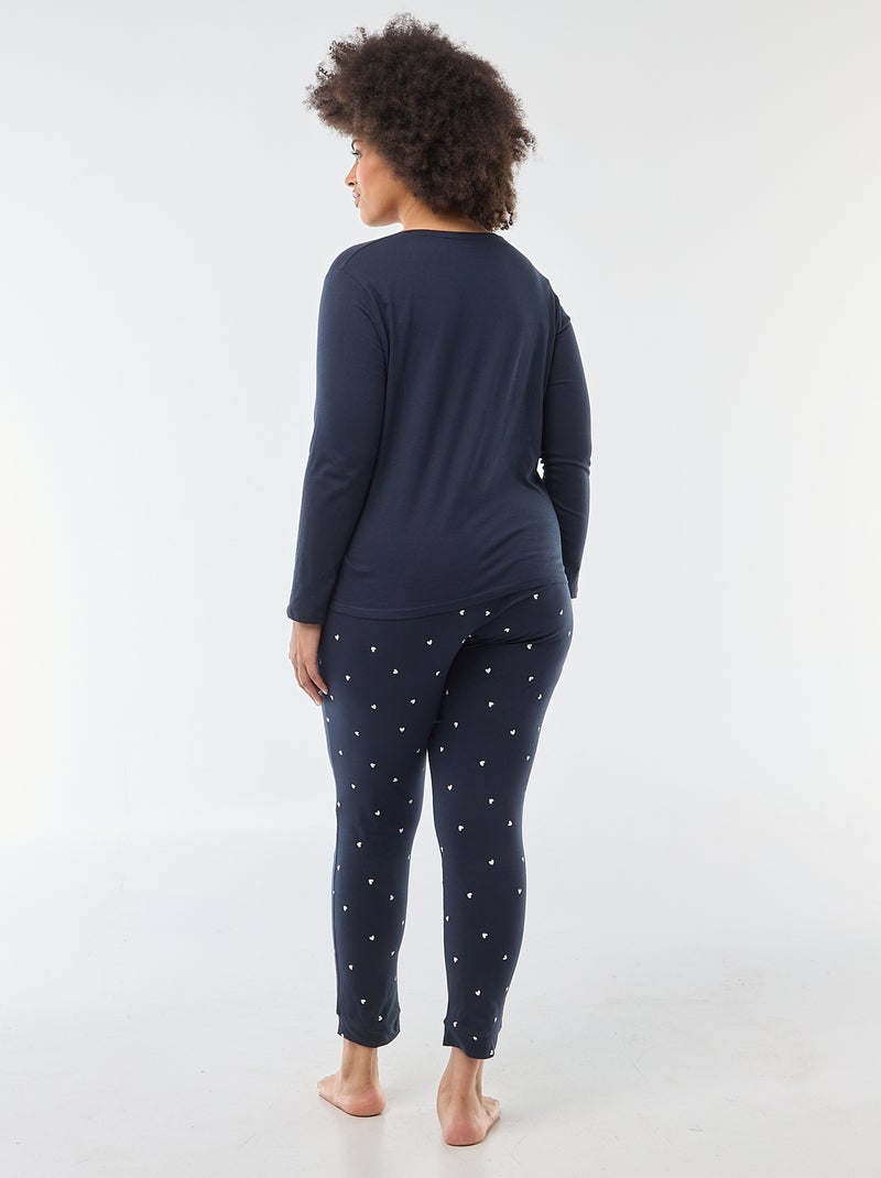 Pigiama lungo stampato - Set 2 pezzi Blu - Kiabi