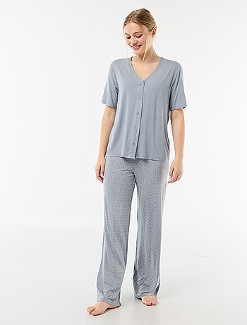 Pigiama lungo stampato a pois - 2 pezzi