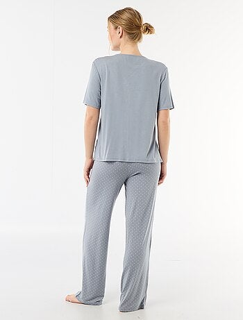 Pigiama lungo stampato a pois - 2 pezzi