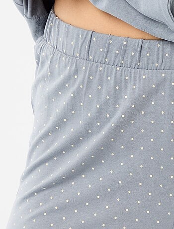 Pigiama lungo stampato a pois - 2 pezzi